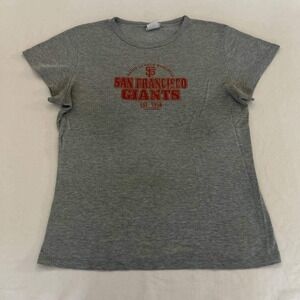 Vintage MLB San Francisco Giants 2008 Women's‎ Simple Logo Gray Shirt Top Size L